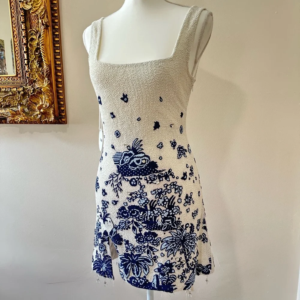 Staud White and Blue Sleeveless Sundress - Picture 5 of 8